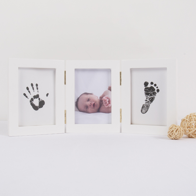 Baby Footprint Card Full Moon Hand and Foot Print Photo Frame Baby Footprint Commemoration One Year Hand and Foot Print