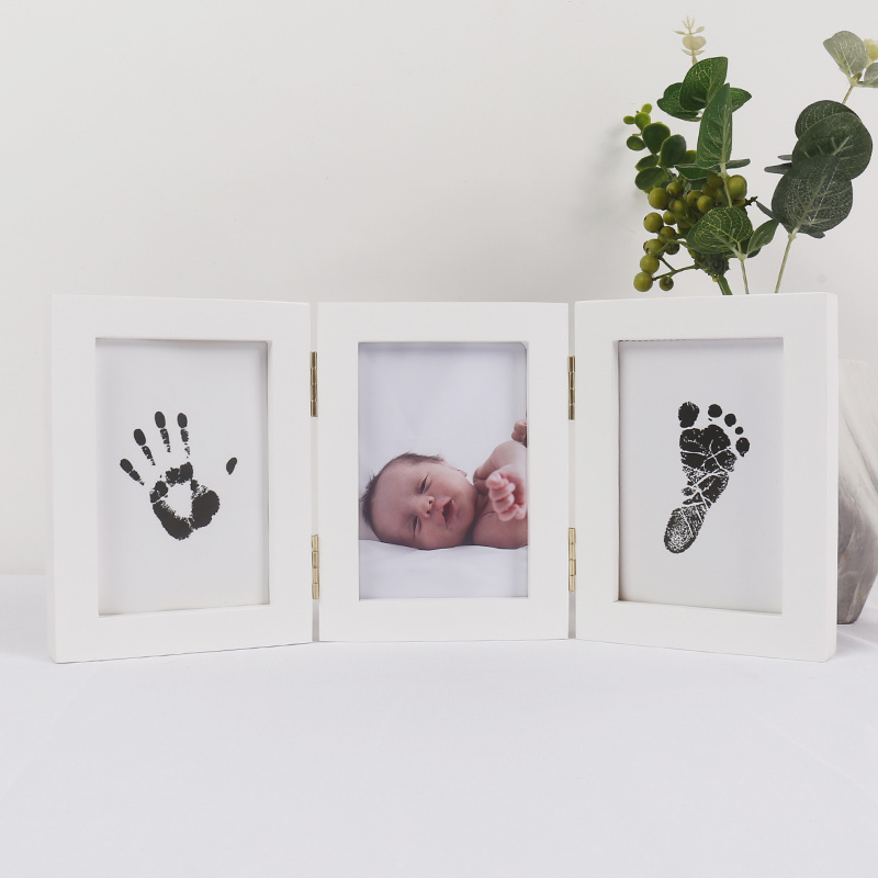 Baby Footprint Card Full Moon Hand and Foot Print Photo Frame Baby Footprint Commemoration One Year Hand and Foot Print