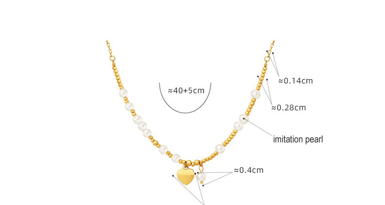 AIZL handmade beaded pearl imitation titanium steel gold plated love pendant necklace female fashion commuter clavicle chain