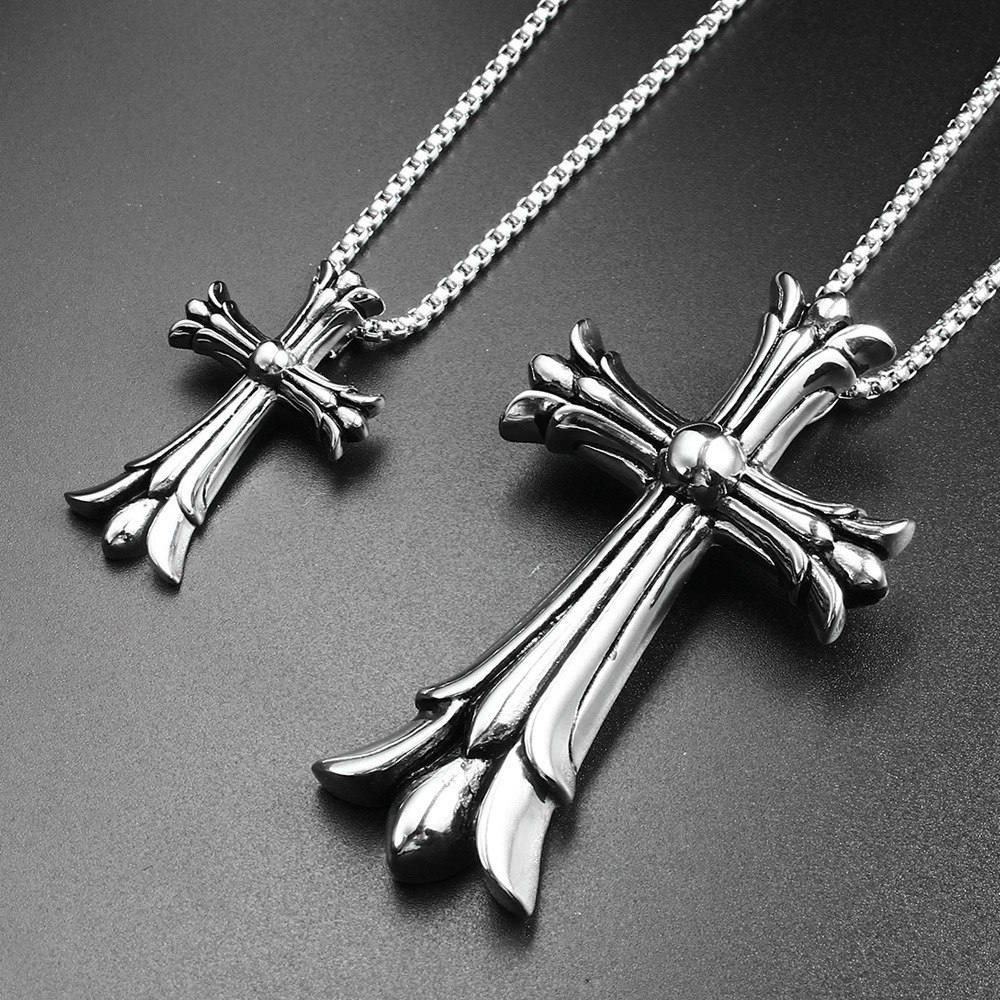 European and American retro titanium steel lovers cross pendant personality decorative design cross necklace