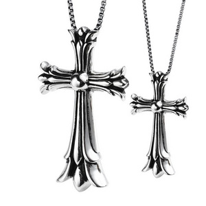 European and American retro titanium steel lovers cross pendant personality decorative design cross necklace