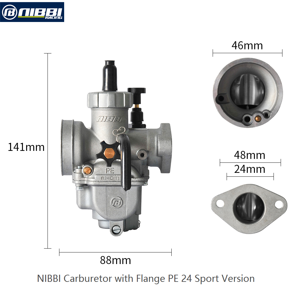 NIBBI Carburetor PE24  (Flange Sport version) 24MM 50-125cc 2/4stroke engine