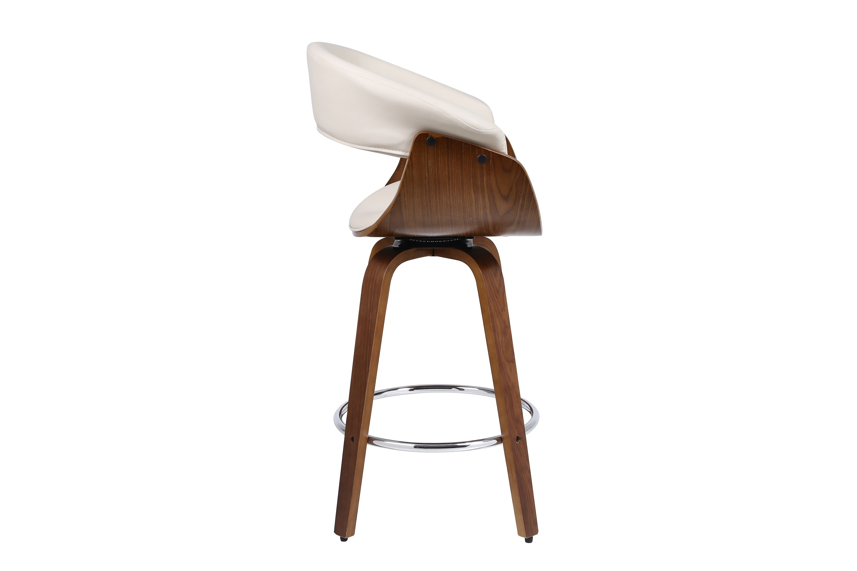 Luxurious Walnut Veneer Plywood 360 degree Swivel Bar Stool