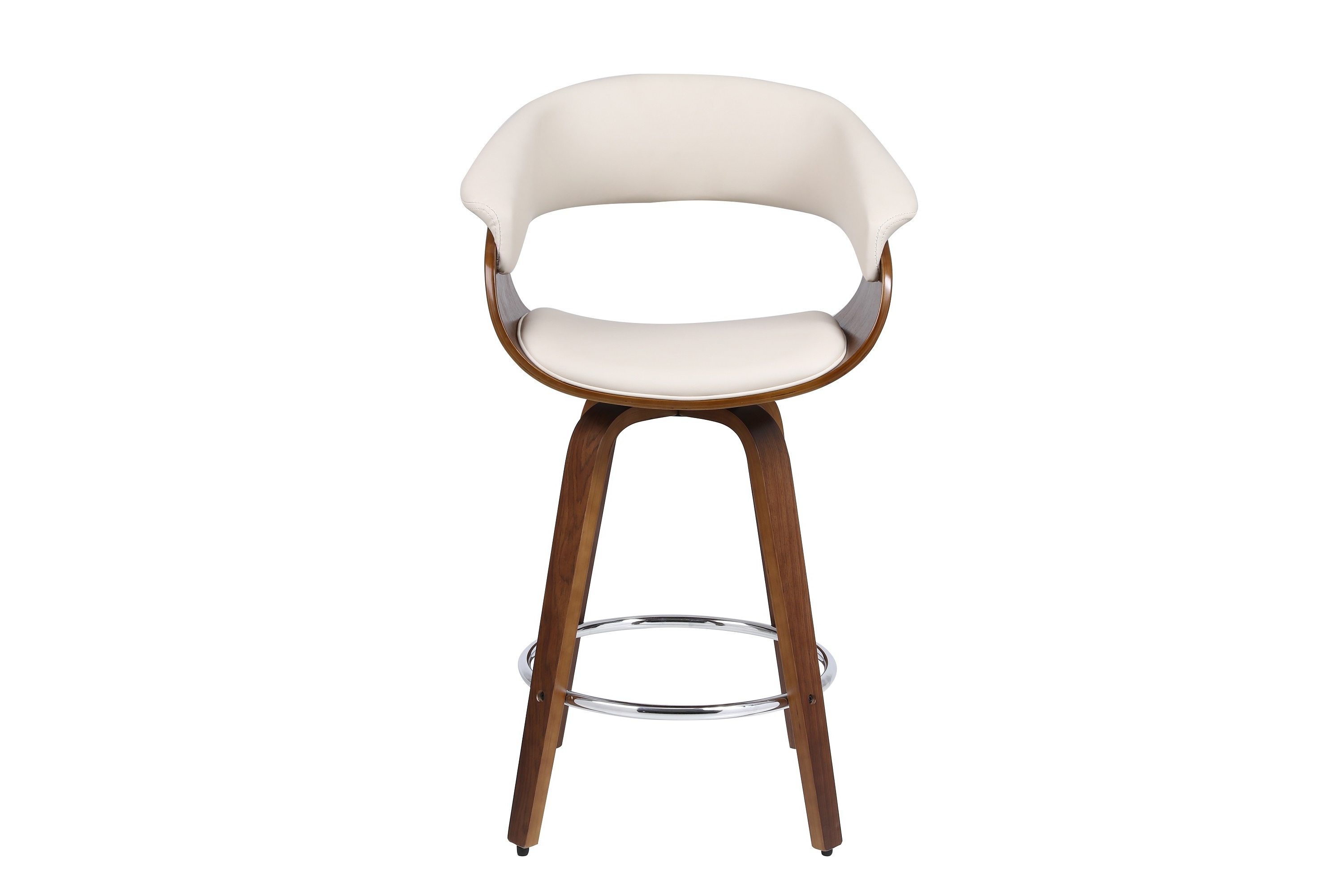 Luxurious Walnut Veneer Plywood 360 degree Swivel Bar Stool