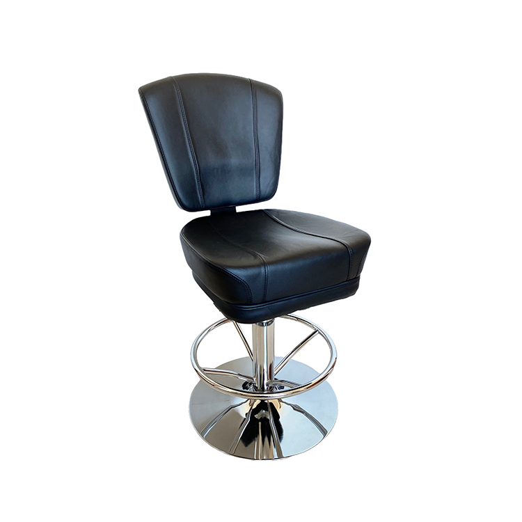 Modern Style Tall Casino Chair Textured Leather Metal Table Stool Black Heavy Slot Machine Chairs