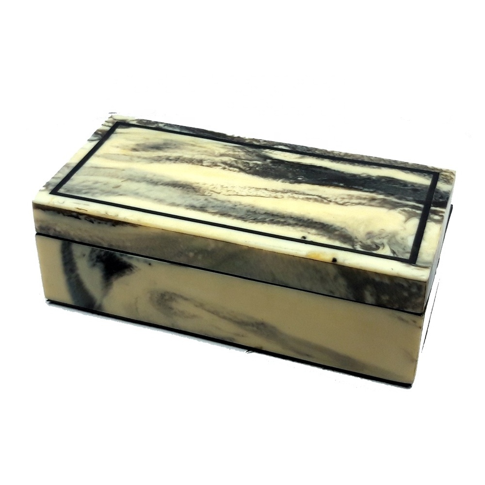 High Quality Decorative Resin Square Chips Inlay Storage Box Mother of Pearl Box Customized Indian Handicrafts Items Jewelry Box