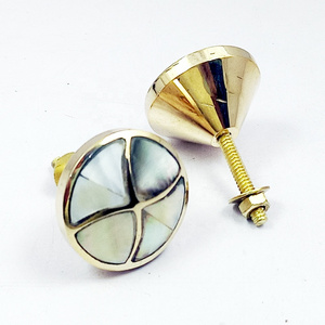 Solid Brass Mother of Pearl Inlay Cupboard Handle Cabinet Door Knob Drawer Pull Mother of Pearl & Brass Gold and Ivory Door Knob