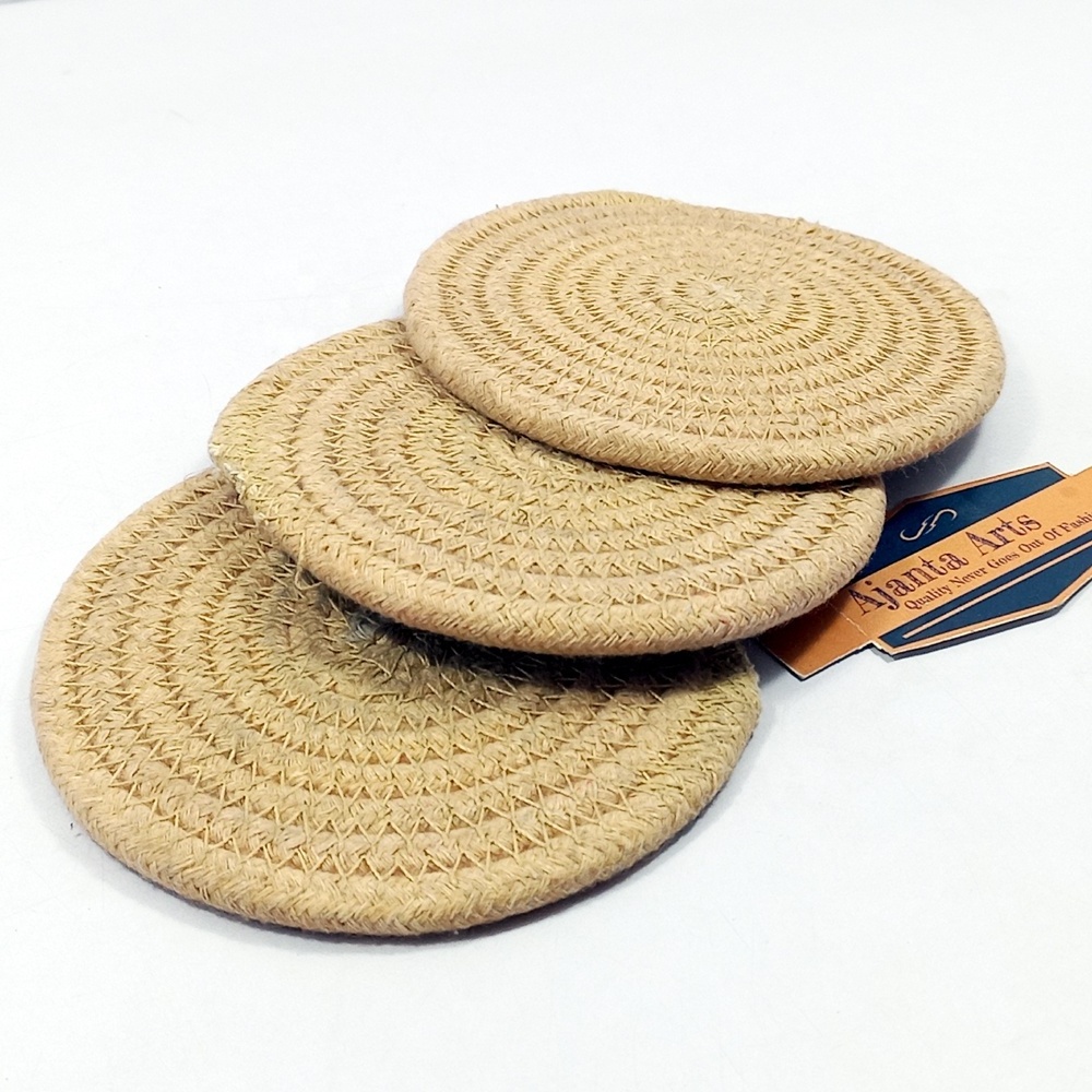 Kitchen Linen Insulation Pad Thicken Coaster Table Mats Round Woven Cotton Rope  Cup Coffee Drink mats desk mat Cotton Rope