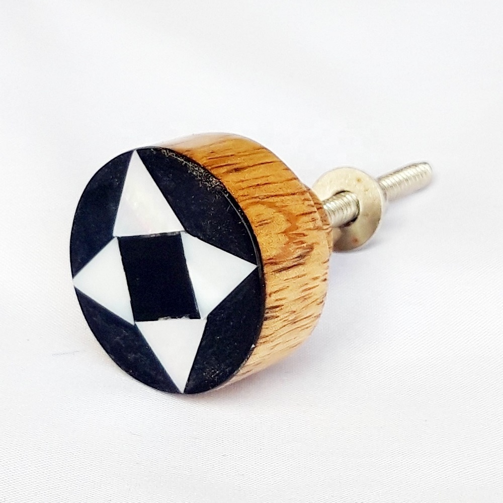 Round Shape Wooden Mother of pearl Inlay Design knobs Kitchen Cabinet Knobs and Pulls Brass Door Knobs