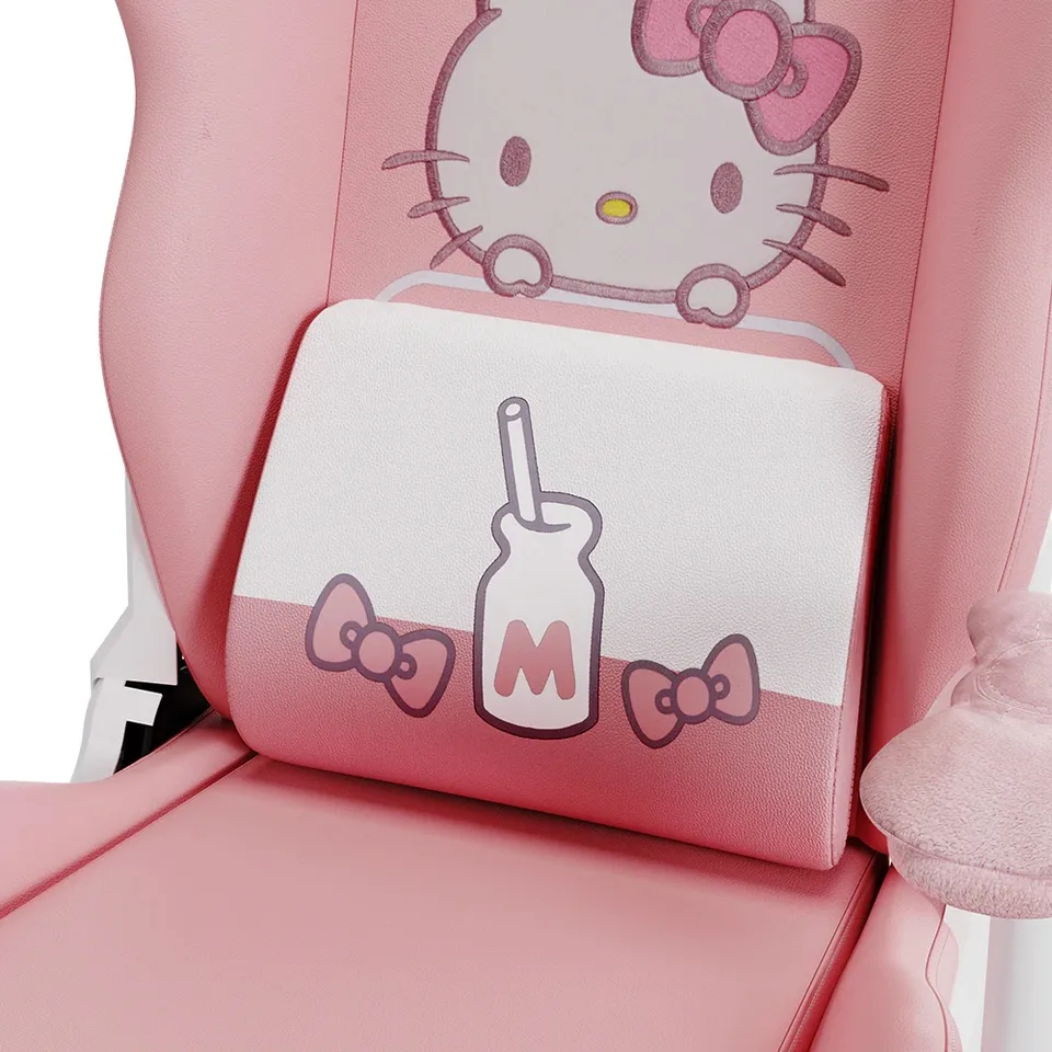 Low Price $78 Cute Pu Leather Nylon Computer Silla Gamers Ergonomic Hello Cute Rosa Pink Gaming Chair With Ottoman For Girls