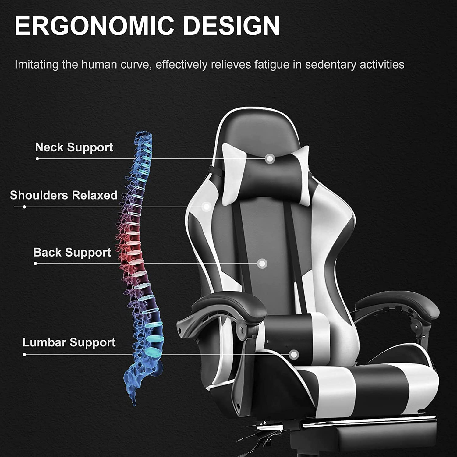 Office chair wheel casters white leather reclining sillas gaming ergonomic adjustable armrest gaming chair for adults