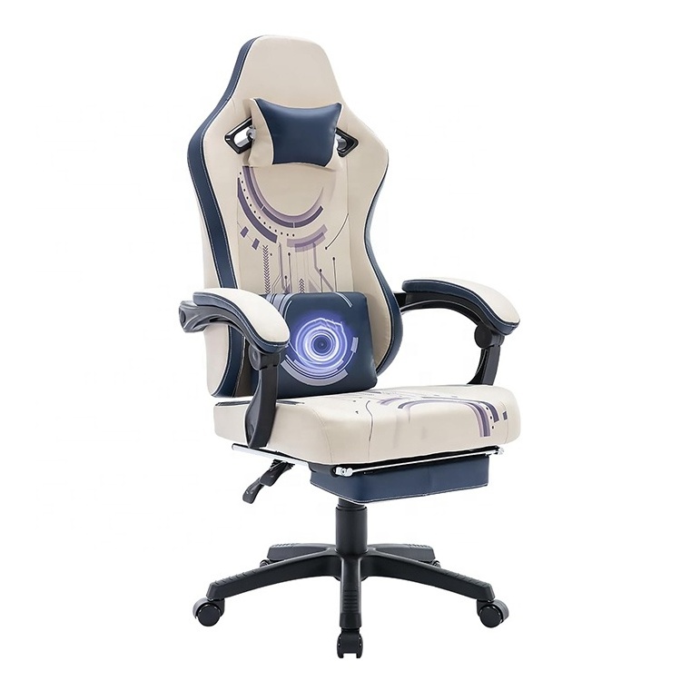 Game Chair Beige Black Task Chair Set Office Desk Table Pc Work Massage Gaming Computer Chairs with Footrest Racing Cators