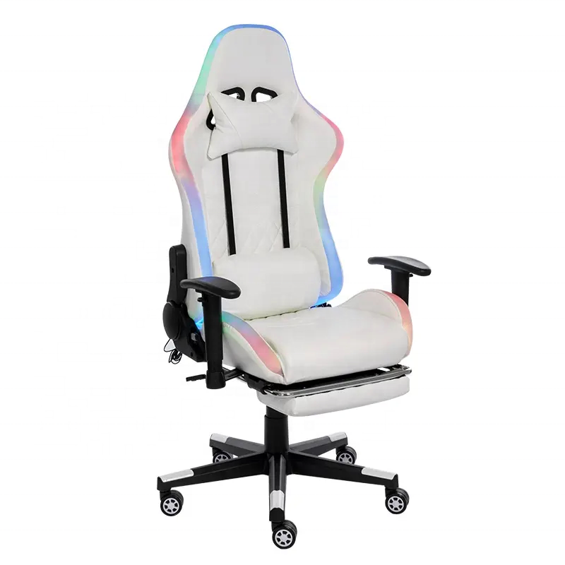 Wholesale Spain Silla Para Juegos Leather PU Rgb Sillas Gamer Chairs Video Game Music Esports White Gaming Chair with Lights