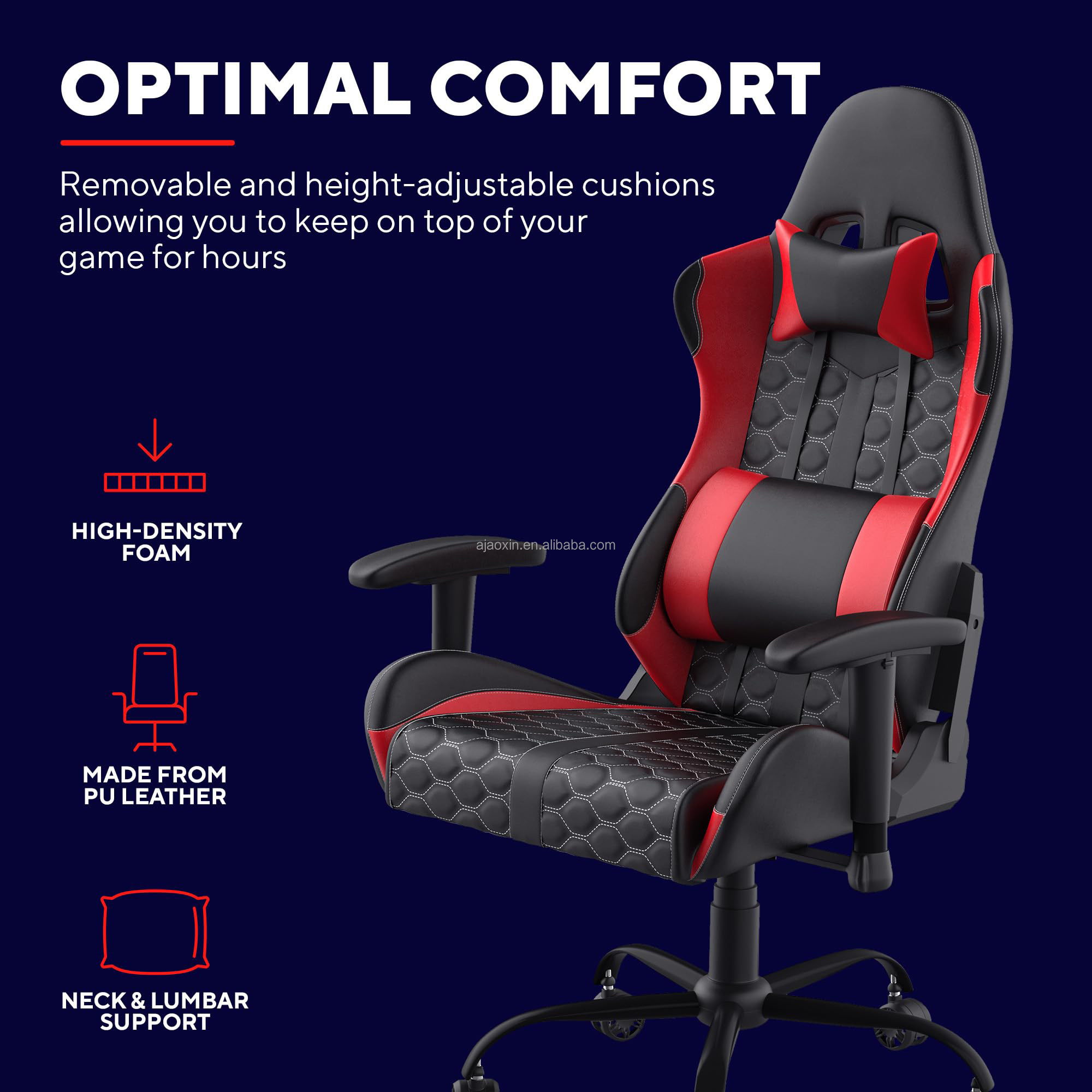 Cheap Reclining Silla Gamer Pro Seat Red Diamond Leather Racing Gaming Chair 450 Lbs PU Leather Pc Game Chair with Footrest