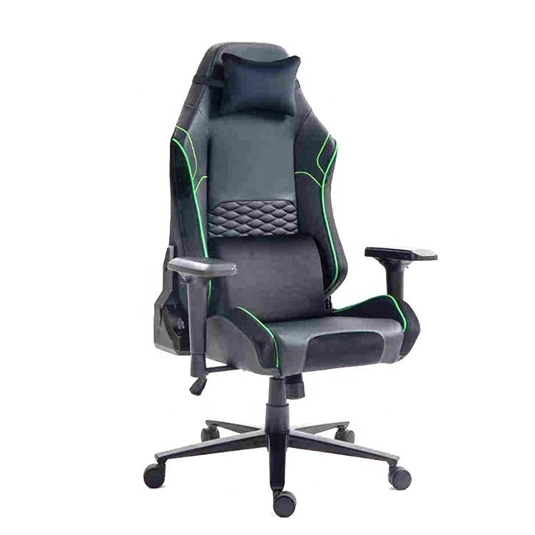 High Quality Black Ergonomic Silla Gamer Green PU Leather Racing Wheels Chaise Cadeira Gamer Adjustable Armrest Gaming Chairs