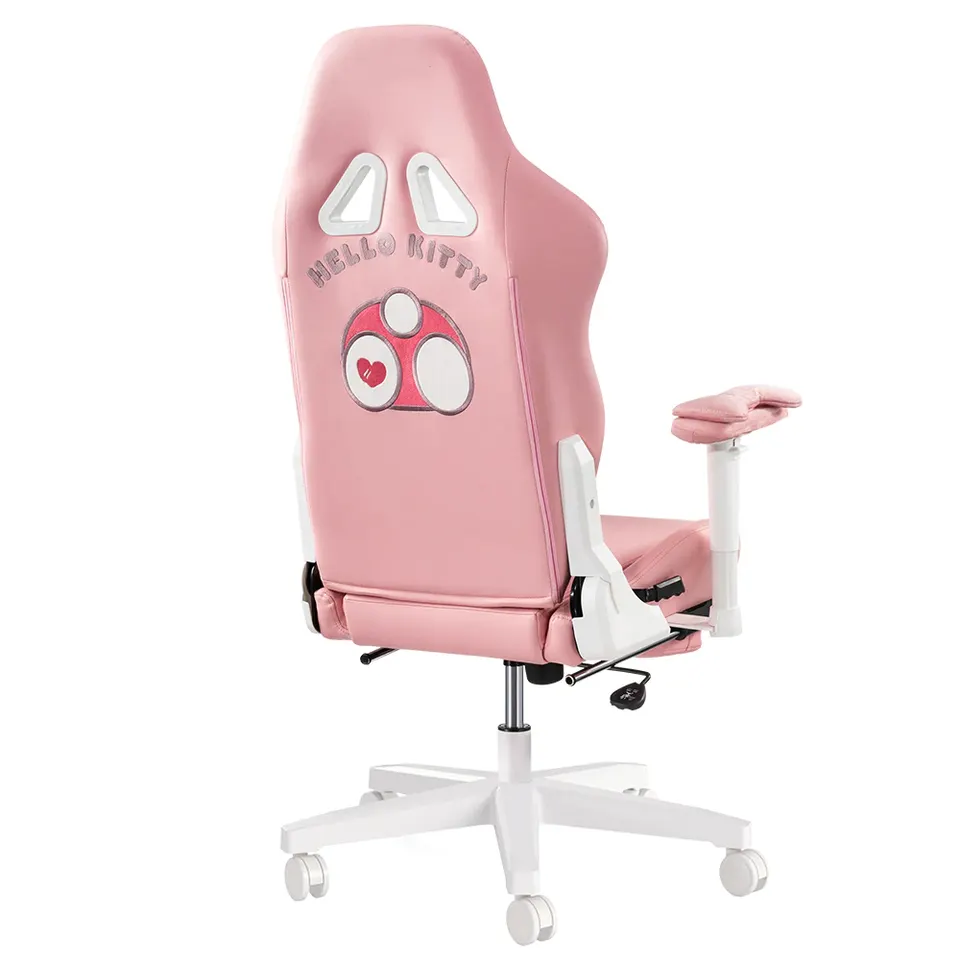 Low Price $78 Cute Pu Leather Nylon Computer Silla Gamers Ergonomic Hello Cute Rosa Pink Gaming Chair With Ottoman For Girls