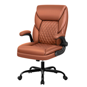 Executive Office Chair Big and Tall Leather Ergonomic Office Chair Lumbar Support Swivel Task Chair with Rocking Function