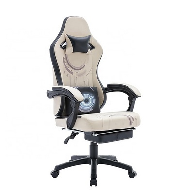 Game Chair Beige Black Task Chair Set Office Desk Table Pc Work Massage Gaming Computer Chairs with Footrest Racing Cators