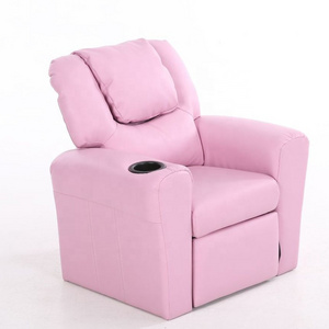 Pink Push Back Kids Recliner Chair with Footrest Push Back Kids Recliner with Cup Holder Kid sofa for Girls Boys Black