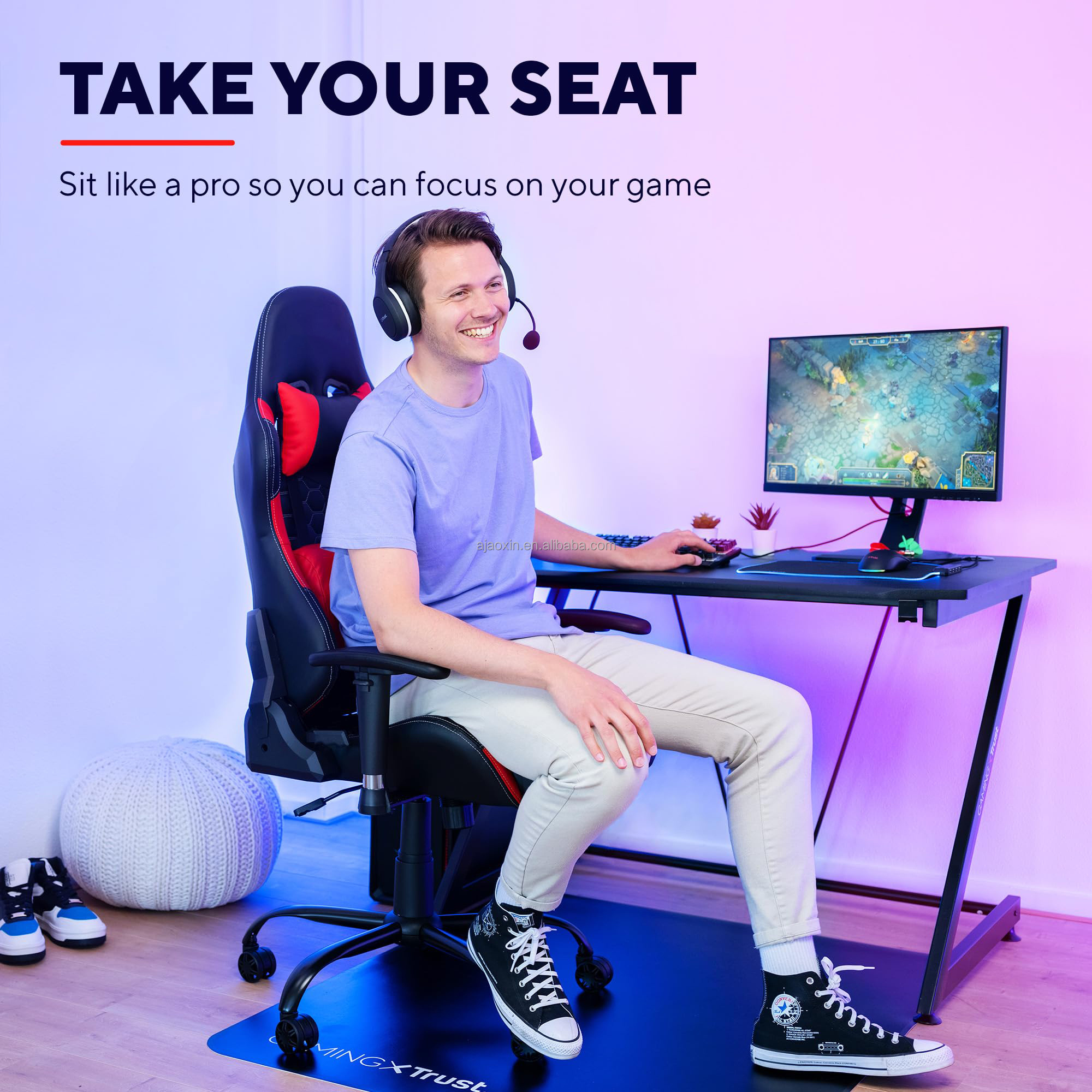 Cheap Reclining Silla Gamer Pro Seat Red Diamond Leather Racing Gaming Chair 450 Lbs PU Leather Pc Game Chair with Footrest