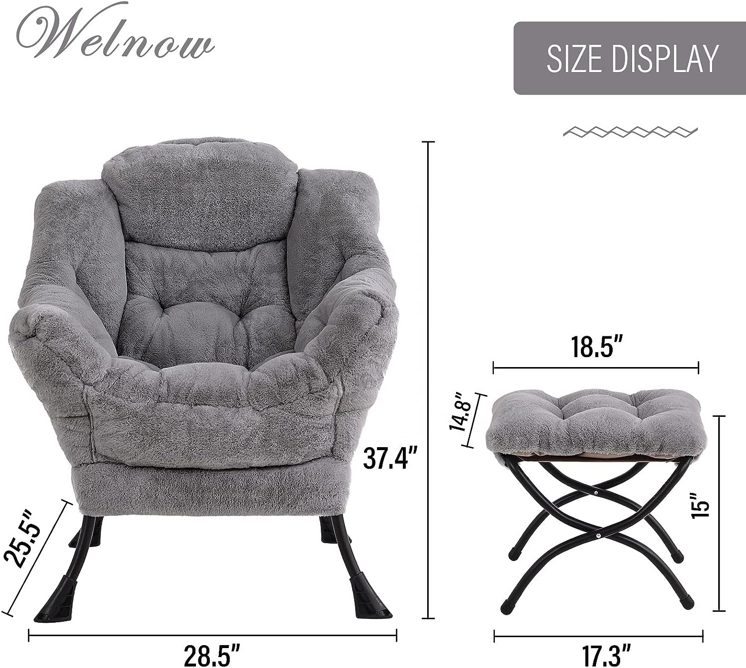 2023 Modern design grey fabric comfortable lazy chair for reading drinking tea playing games living room cozy chair for bedroom