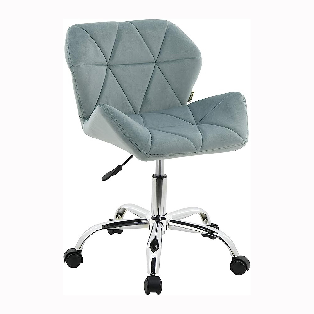 Factory Price Grey Low Back Armless Height Adjustable Velvet Hot Sale Office Chair Computer Desk Dining Swivel Bar Stools