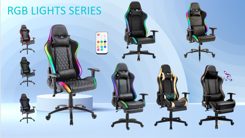 High Quality Black Ergonomic Silla Gamer Green PU Leather Racing Wheels Chaise Cadeira Gamer Adjustable Armrest Gaming Chairs