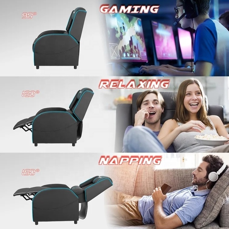 Faux Leather Water Resistant Gaming Bean Bag Chair Gaming Seat Recliner with Headphone Holder