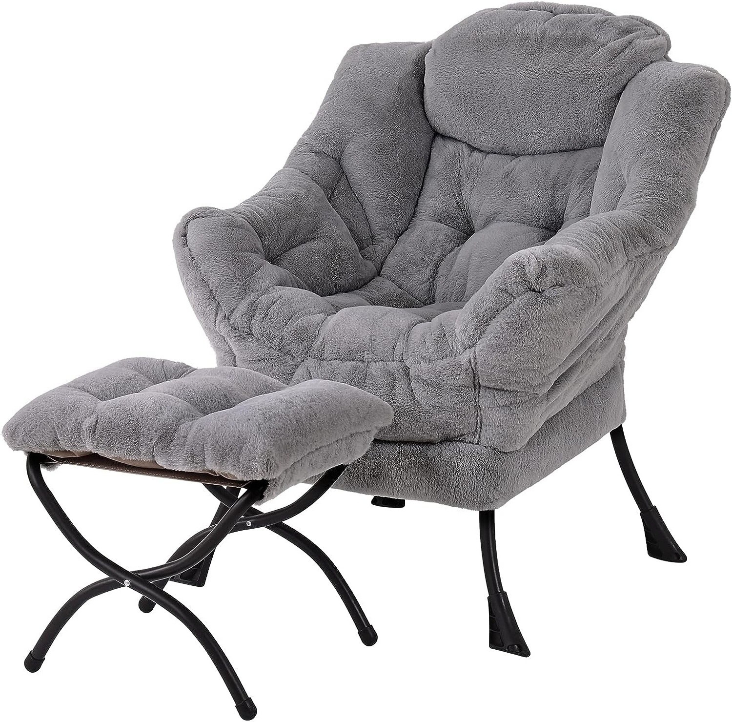 2023 Modern design grey fabric comfortable lazy chair for reading drinking tea playing games living room cozy chair for bedroom