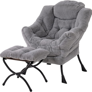 2023 Modern design grey fabric comfortable lazy chair for reading drinking tea playing games living room cozy chair for bedroom