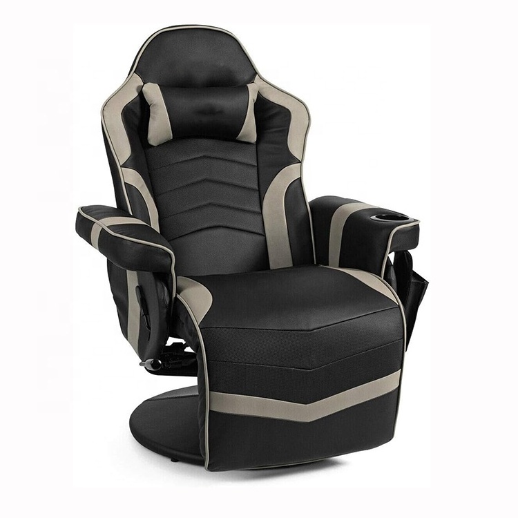 New Design Sofa Gamer Indonesia Leather Metal Grey Adjustable 360 Swivel Racing Style Tilt Reclining Gaming Chair with Footrest