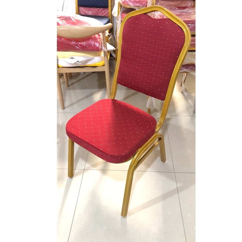 India popular Modern weeding chairs Fabric seat Dining Chair Home Office Restaurant Hotel Banquet chair with Golden Chrome