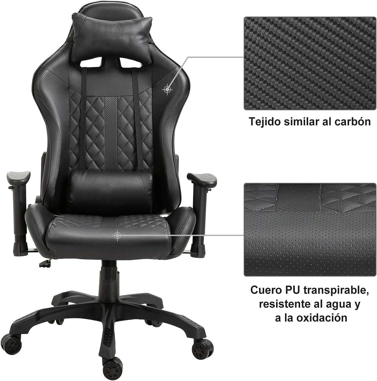 Black Gaming Chair for Adults 350lbs Reinforce Base Adjustable Armrest Big and Tall Ergonomic Office Computer Chair with Massage