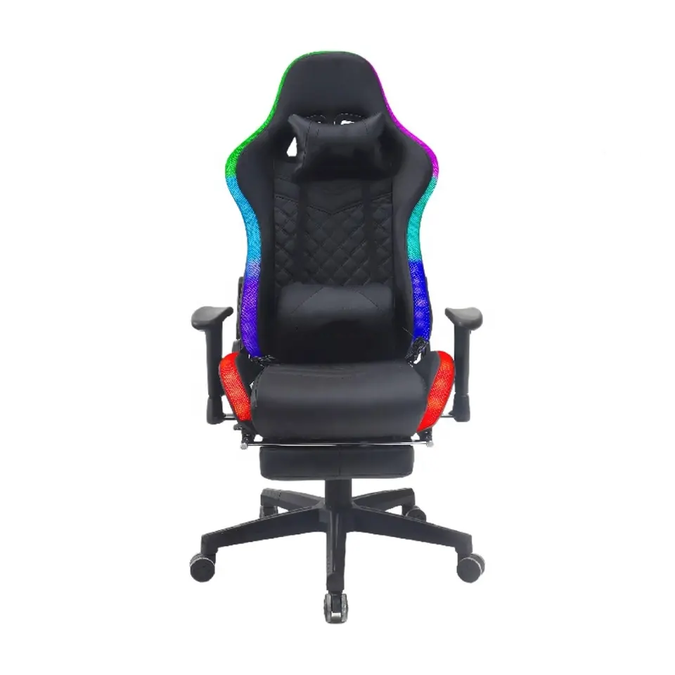 Wholesale Spain Silla Para Juegos Leather PU Rgb Sillas Gamer Chairs Video Game Music Esports White Gaming Chair with Lights