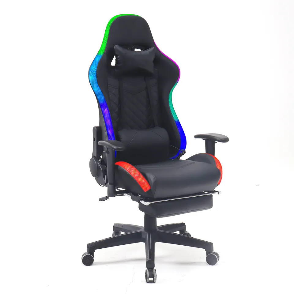 Wholesale Spain Silla Para Juegos Leather PU Rgb Sillas Gamer Chairs Video Game Music Esports White Gaming Chair with Lights