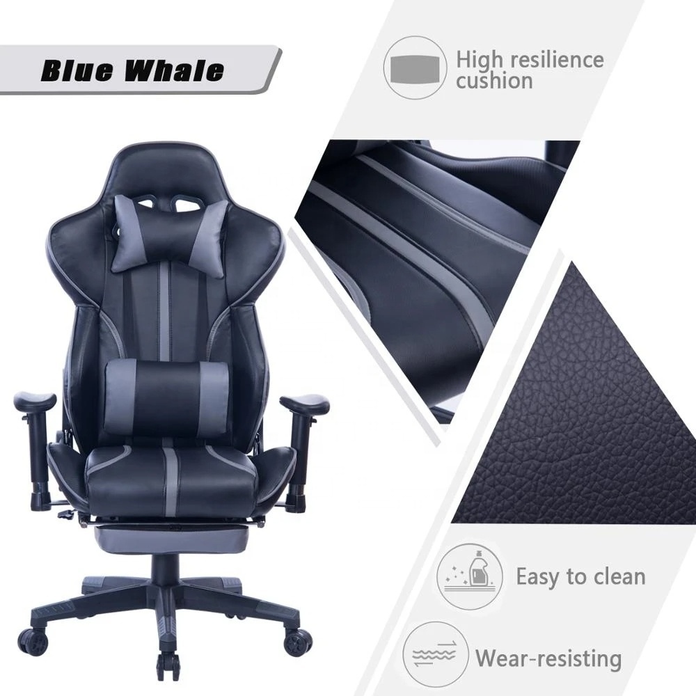 Customizable Pc Computer Racing Games Chair Ergonomic Comfortable Leather Gaming Chair with Footrest