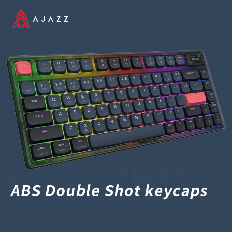 Ajazz AK832Pro 81Keys With TFT Color Screen Wireless BT Three-Mode Keyboard Low Profile Switch For Office