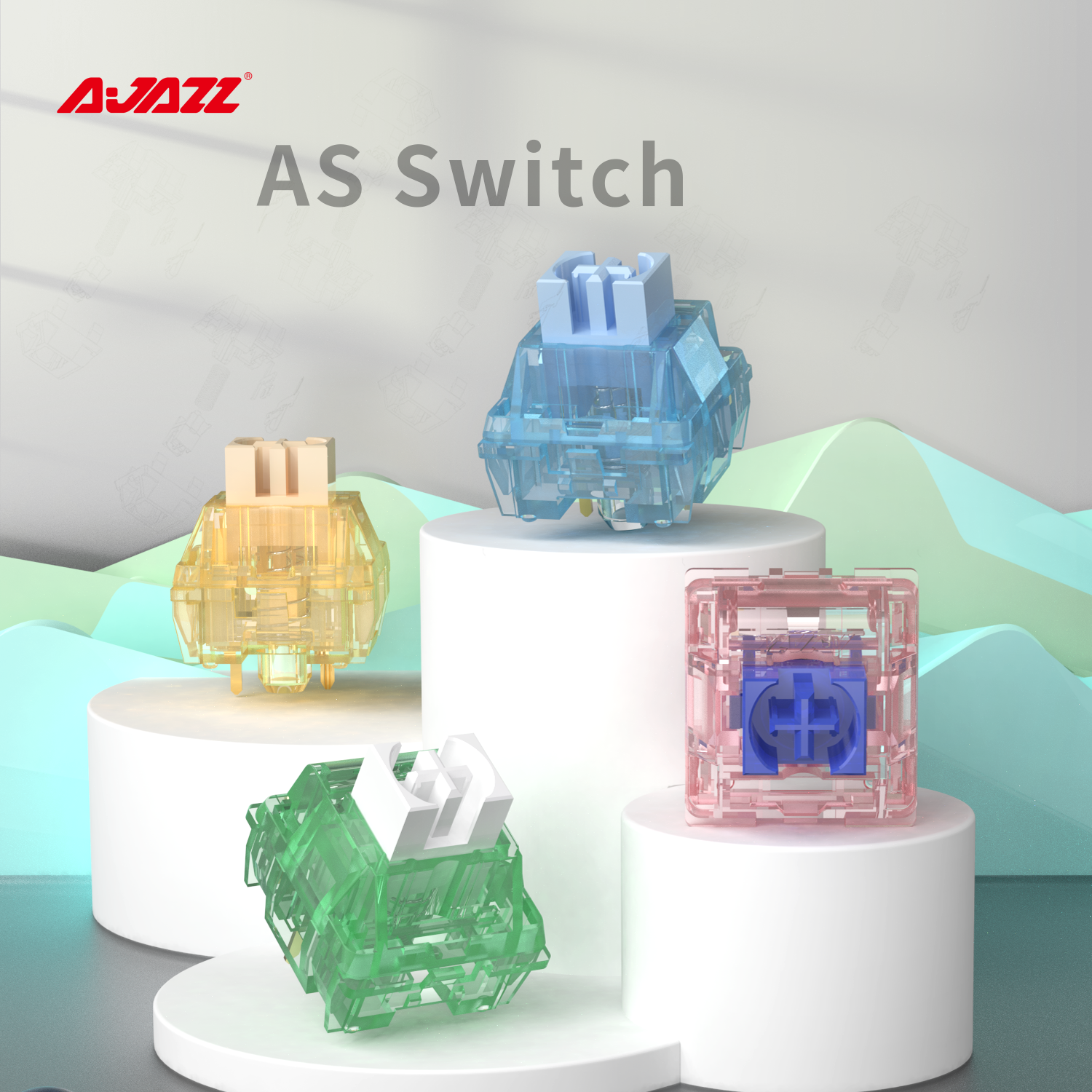 Ajazz 45pcs Blue Red Green Purple Mechanical Keyboard Switch Axis Clear RGB Switch for keyboard