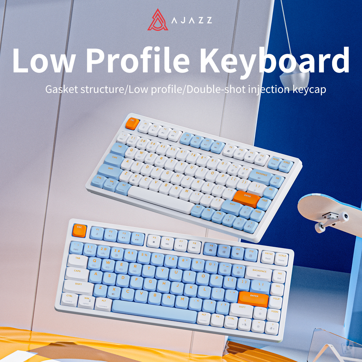 Ajazz AK832 Wired Keyboard 75% Compatible with Windows and Mac System Gateron Switch Low Profile Wireless Mechanical Keyboard