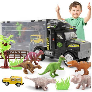 Manufacturers Hot Sale Diecast Toys Vehicles Model Transport Car Carrier Truck Toy with Dinosaur Toys for Kids