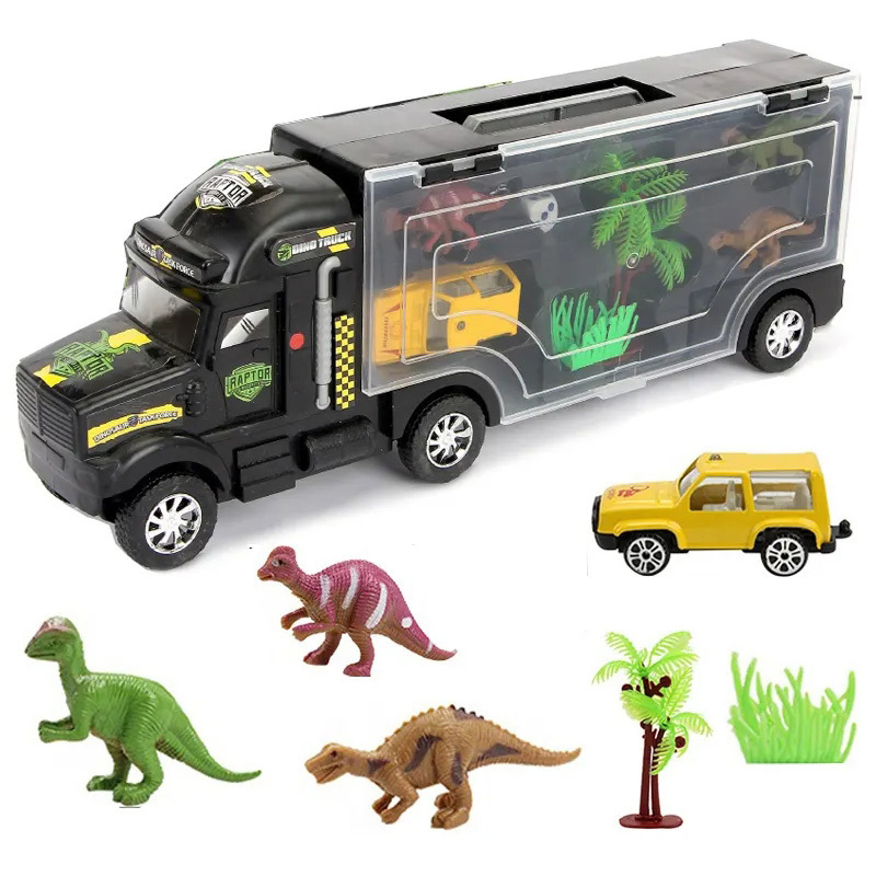 Manufacturers Hot Sale Diecast Toys Vehicles Model Transport Car Carrier Truck Toy with Dinosaur Toys for Kids