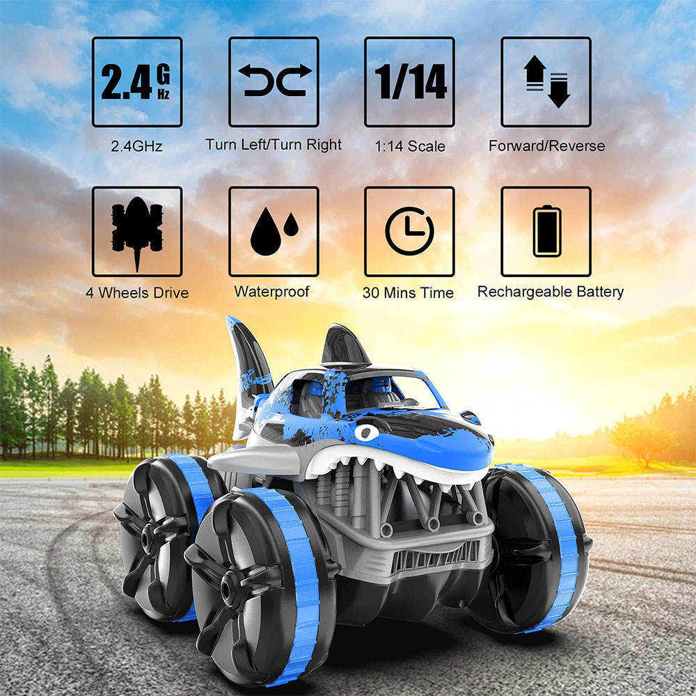 2.4g 360 Degrees Cool Stunt Rc Car Toys Remote Control Shark Amphibious Stunt Car,Amphibious Rc Shark Stunt Car