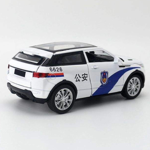 simulation Land Rover Aurora SUV pull back police car model children's diecast car toys four doors with lights singing