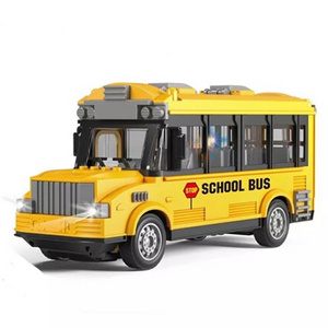 Kids Hobby Toy Classic Opening Door City Bus Remote Control Electronic School Bus Car Vehicle Truck Toy with LED Lights