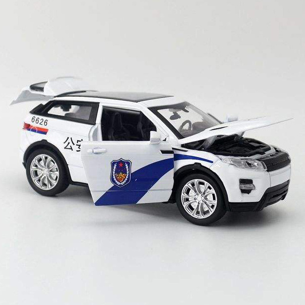 simulation Land Rover Aurora SUV pull back police car model children's diecast car toys four doors with lights singing