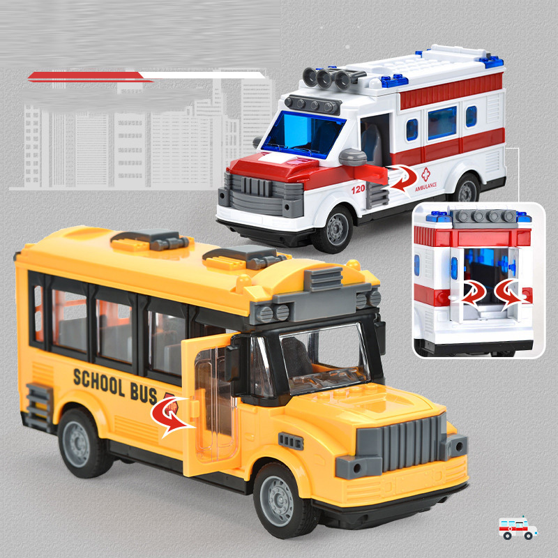 Kids Hobby Toy Classic Opening Door City Bus Remote Control Electronic School Bus Car Vehicle Truck Toy with LED Lights