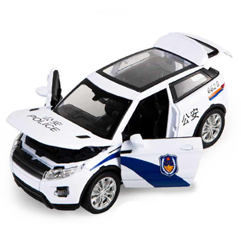 simulation Land Rover Aurora SUV pull back police car model children's diecast car toys four doors with lights singing