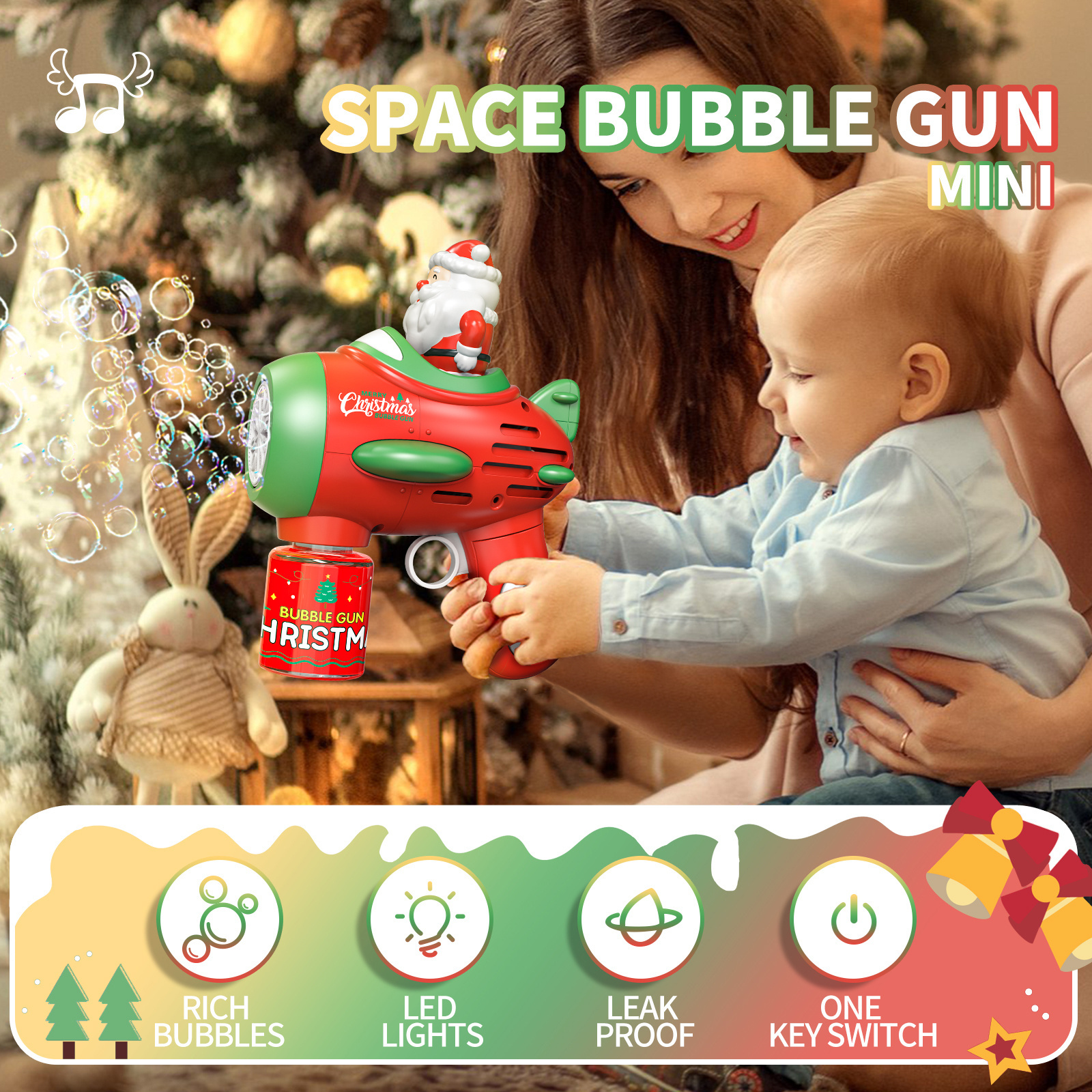 Wholesale Automatic Bubble Gun Christmas Bubble Machine Guns Bubble Blower Outdoor Toys For Christmas Gift