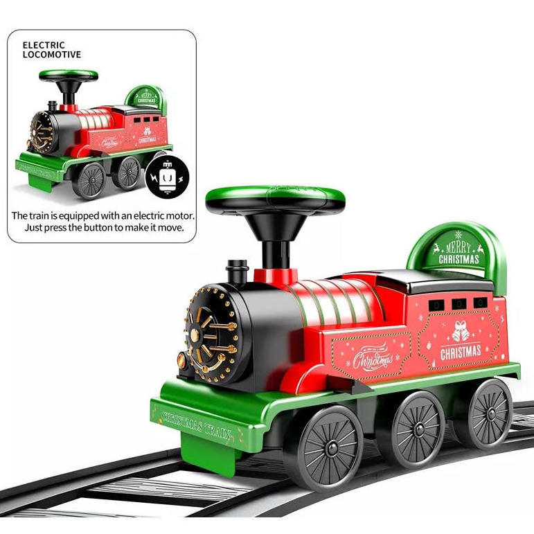 Christmas Retro Train Toy Toddler Ride On Train Multifunction Musical Kids Ride On Car