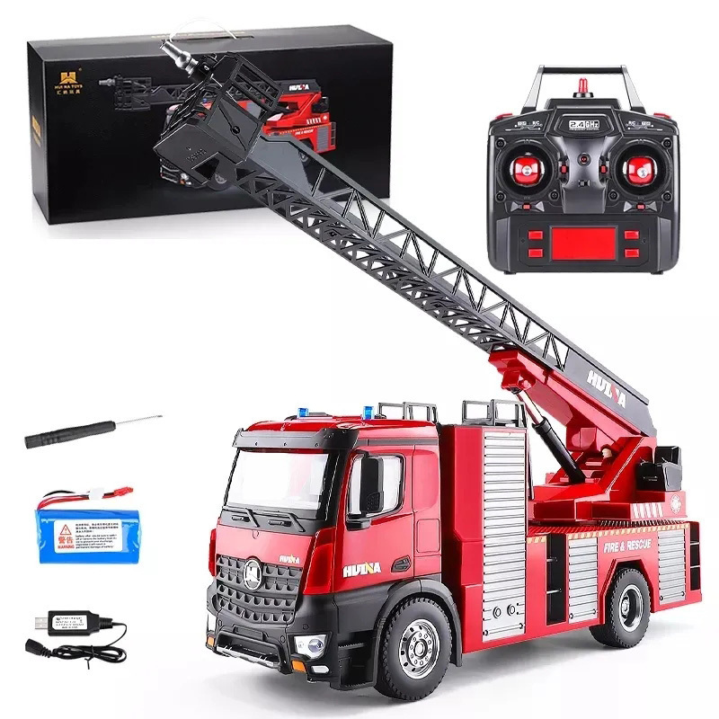 Huina 1561 561 1:14 Water Jet Pump Spray Ladder Engineering Car Fighting Engine Remote Control Toys Rc Fire Truck